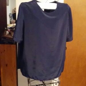 Large Satiny Shirt Sleeve Blouse